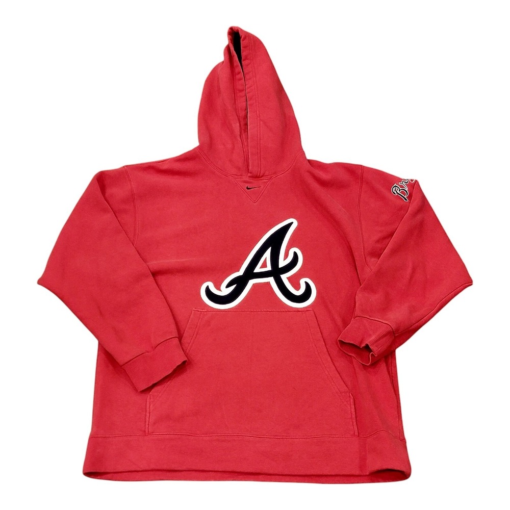 Nike Atlanta Braves Hoodie Men’s Medium Red MLB Baseball Pullover Sweatshirt